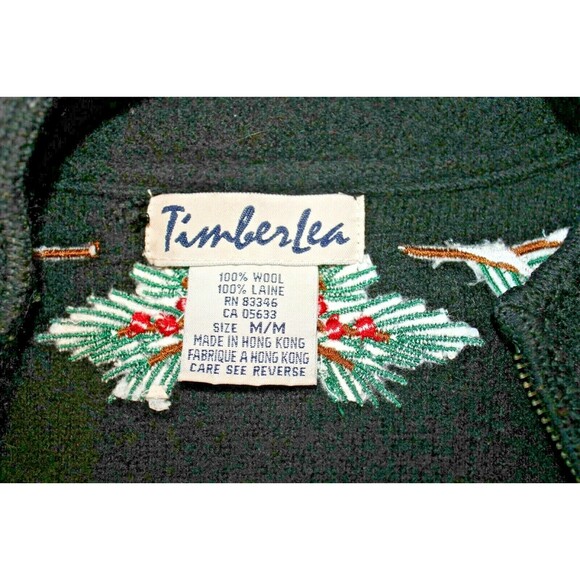 Timberlea 100% Wool Vest Vtg Black Christmas Holiday Full Zip Womens Size M - Picture 6 of 6